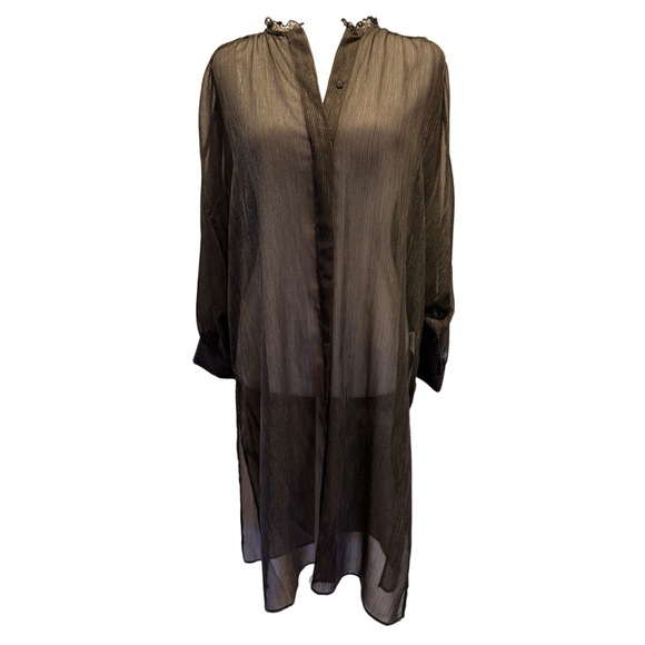 Zara Sweaters - Zara Black/ Gold Sheer Duster Cardigan